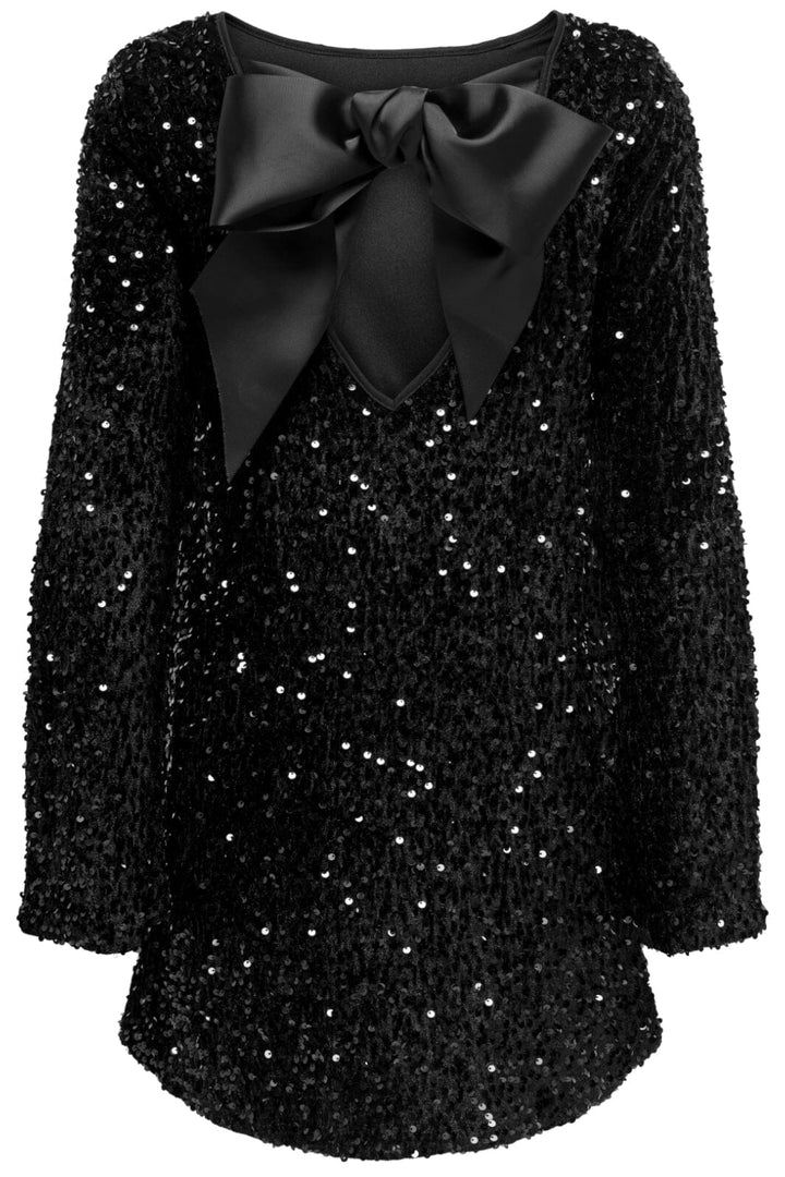 Only - Onlanika Sequins Ls Bow Dress 15339408 - 4656800 - Black Black Bow