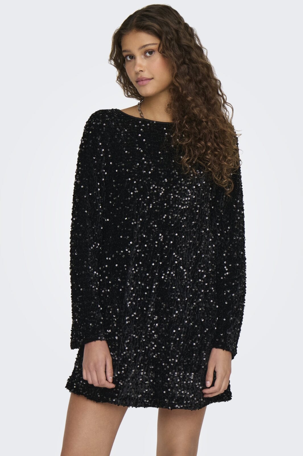 Only - Onlanika Sequins Ls Bow Dress 15339408 - 4656800 - Black Black Bow