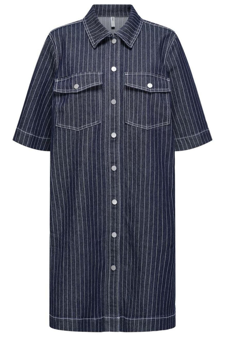 Only - Onlbelle S/S Stripe Dress Gua - 4740251 Dark Blue Denim Stripe