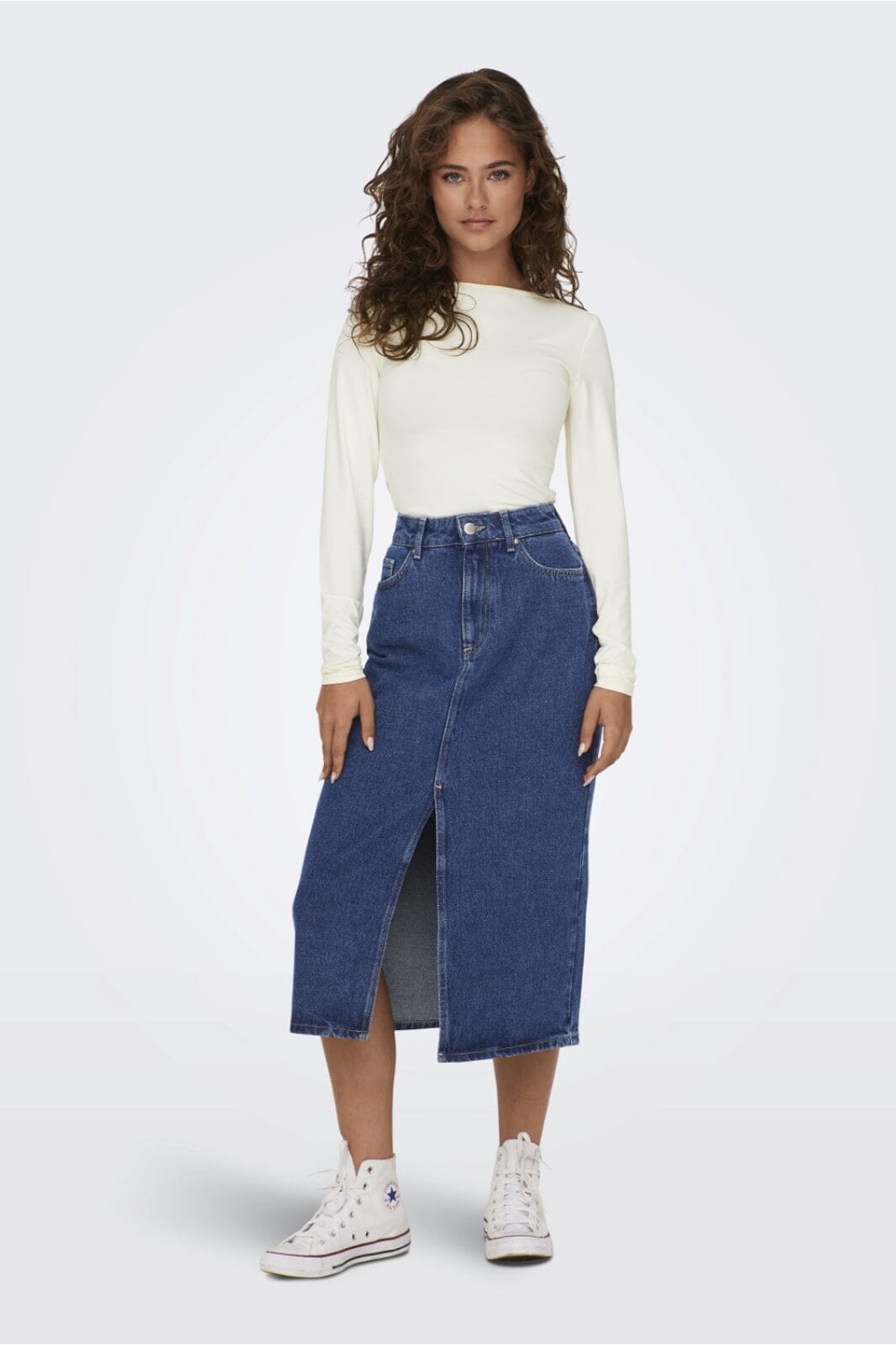 Only - Onlbianca Midi Skirt Rea - 4460382 Medium Blue Denim Nederdele 