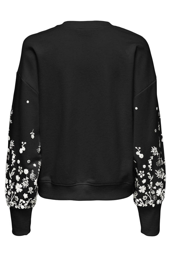 Only - Onlbrooke L/S O-Neck Flower Swt 15216364 - 4768590 - Black Cloud Dancer Sleeve Flower