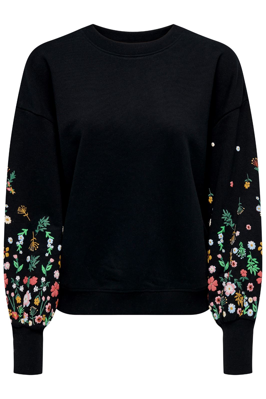 Only - Onlbrooke L/S O-Neck Flower Swt - 4236762 Black Sleeve Flower