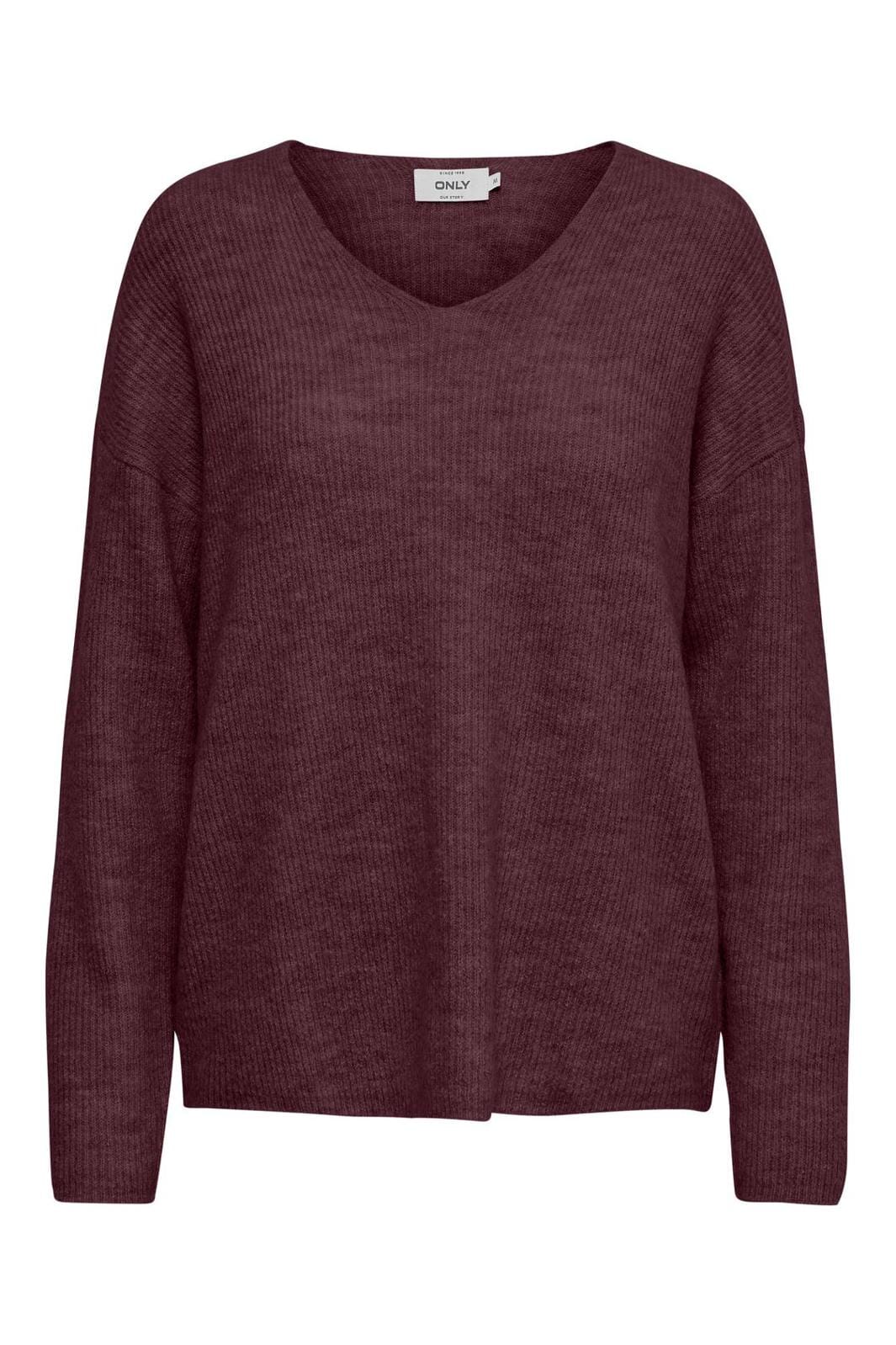 Only - Onlcamilla V-Neck L/S Pullover Knt - 4559407 Port Royale Melange