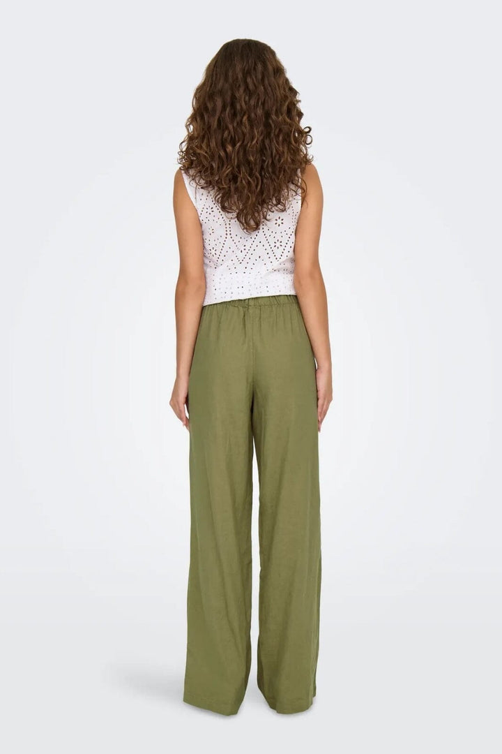 Only - Onlcaro Linen Bl Pull-Up Pant Cc - 4652313 Elmwood