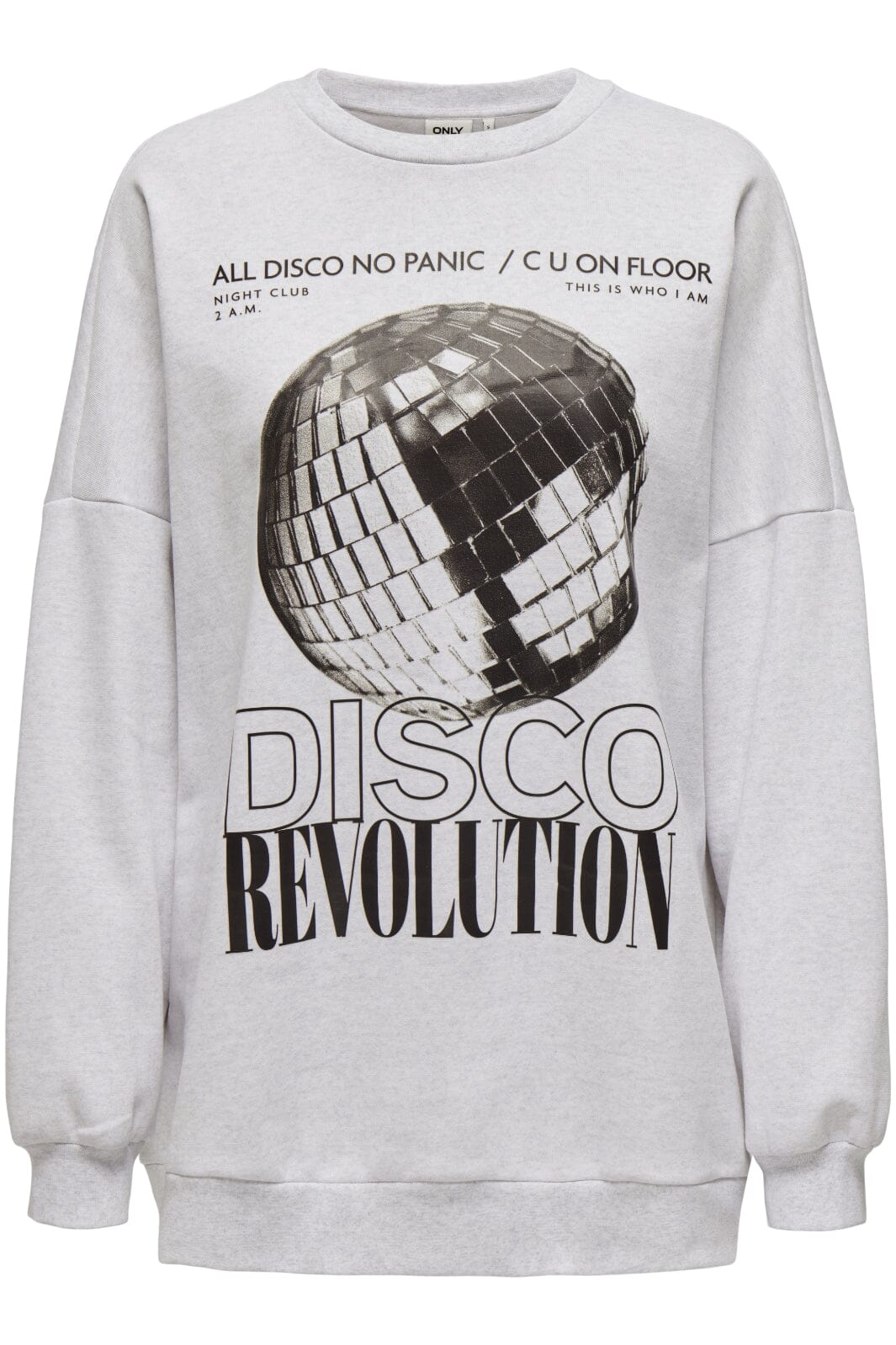 Only - Onldaze L/S Party O-Neck Swt - 4601779 Light Grey Melange Disco Sweatshirts 