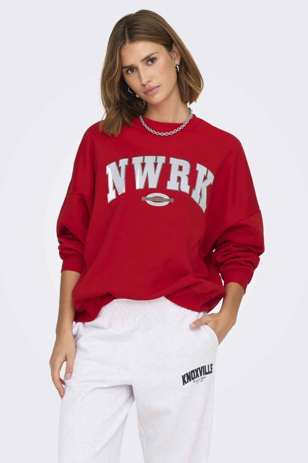 Only - Onldeborah L/S Club O-Neck Swt 15337256 - 4636894 - Mars Red Nwrk