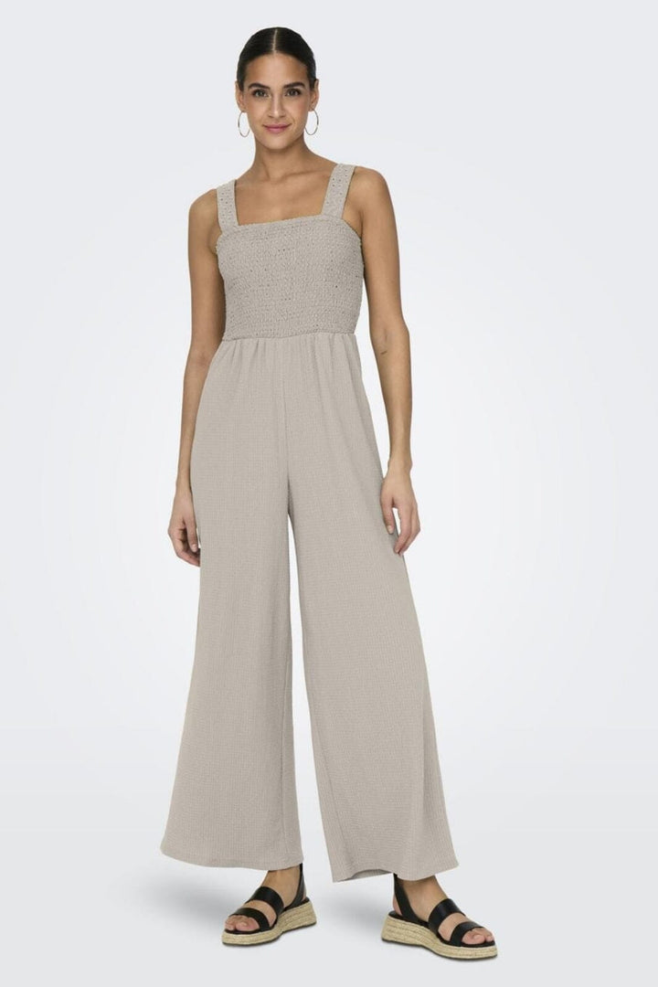 Only - Onlelise S/L Smock Jumpsuit - 4570241 Pumice Stone Buksedragter 