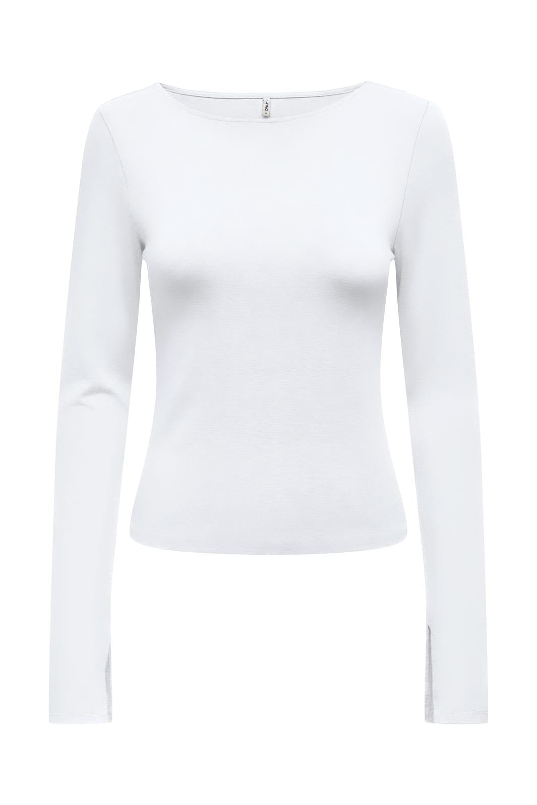 Only - Onlfelina L/S Boatneck Slit Top - 4671816 White