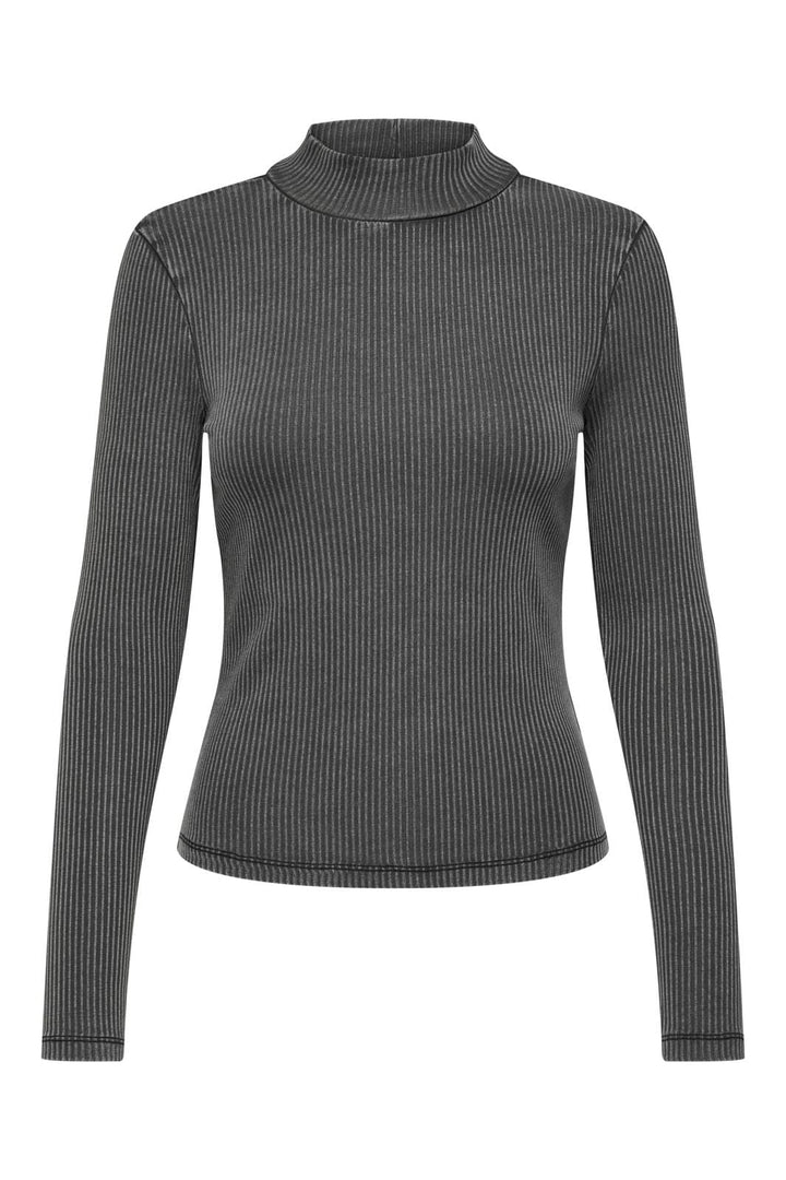 Only - Onlfelina L/S Mock Neck Top - 4562672 Black Washed