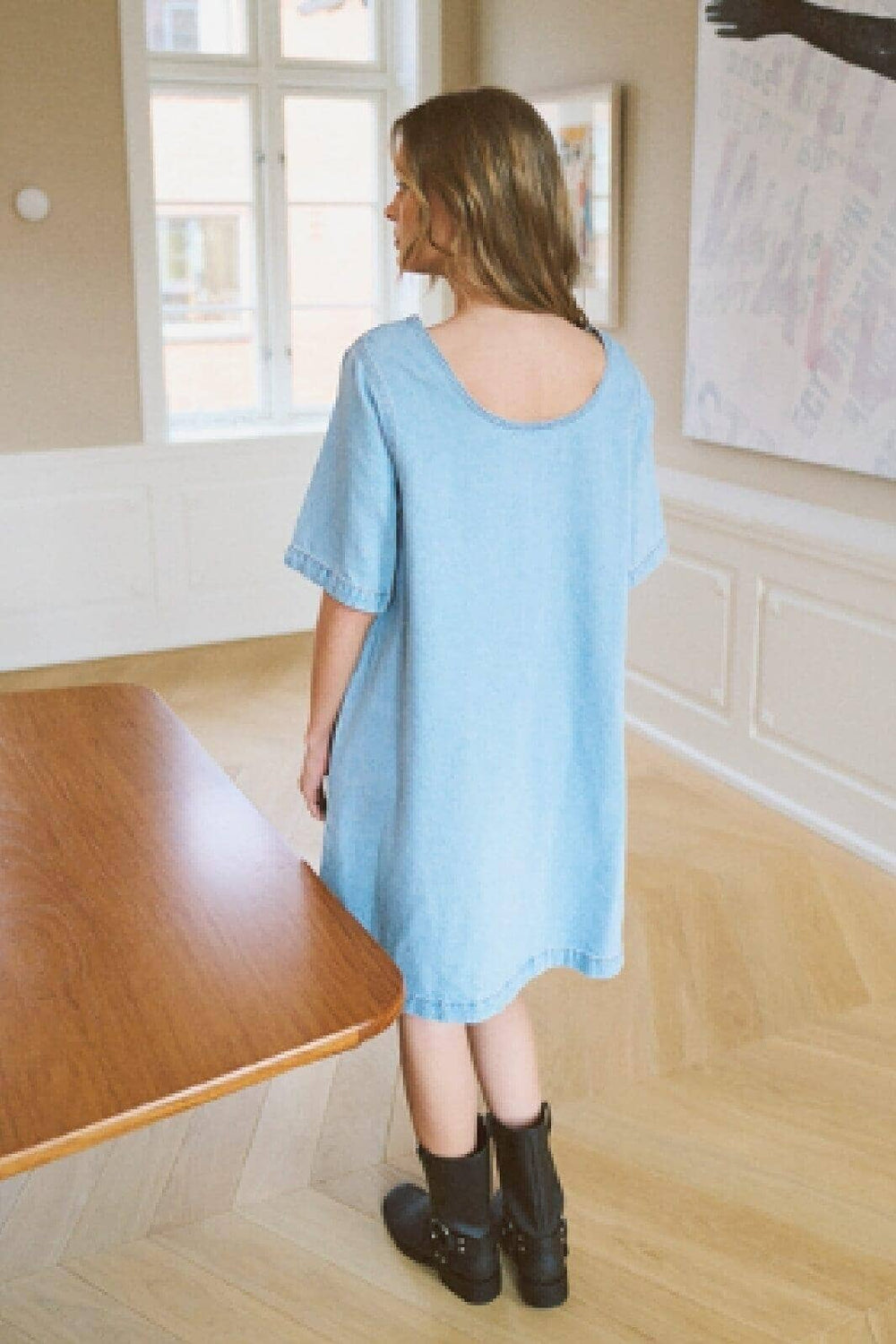 Only - Onlgigi S/S A-Shape Dress Azg - 4685186 Light Blue Denim Kjoler 