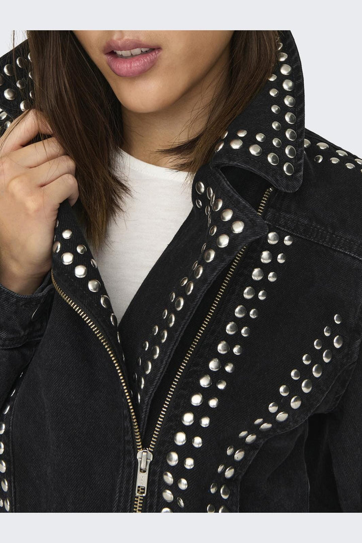 Only - Onlgilla Ls Stud Biker Jacket Cro - 4283418 Black