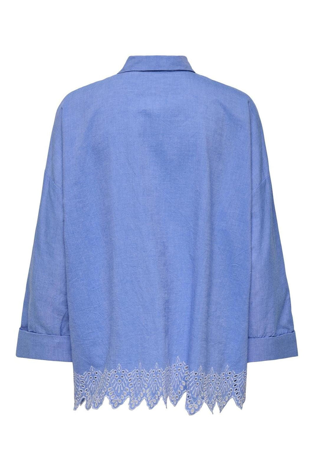 Only - Onlgraces Tulum Ls Emb Shirt - 4695480 Blue Bonnet Bright White Emb.