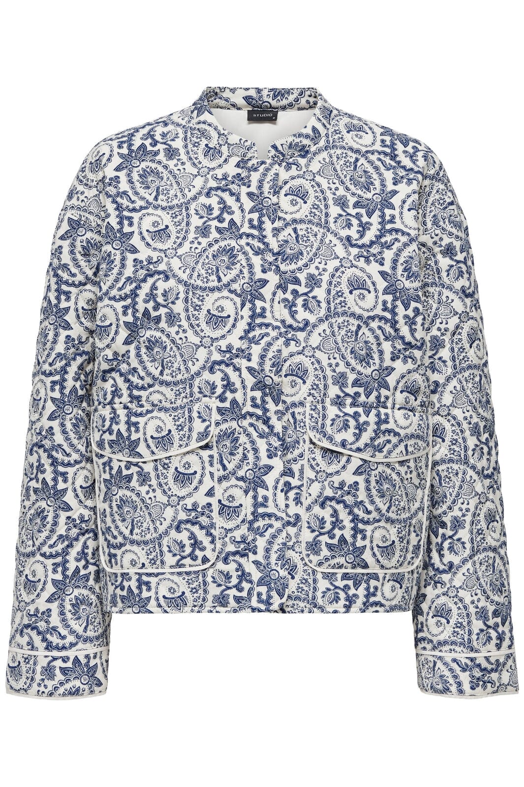 Only - Onlhallie Quilted Jacket - 4554811 Cloud Dancer Blue Tile Print