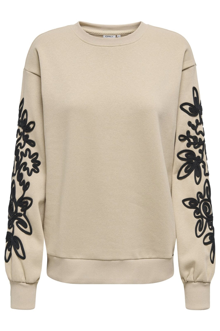 Only - Onljanis L/S O-Neck Swt - 4696069 Humus Henna Flower (Black)