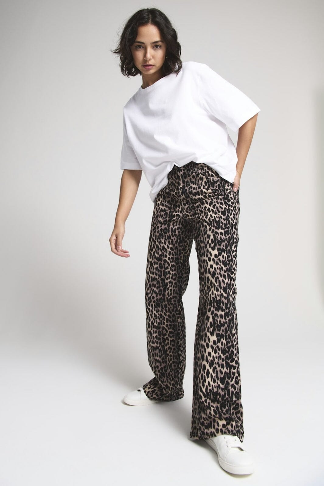 Only - Onljuicy-Anlie Wide Pant - 4688029 Black Leo Bukser 