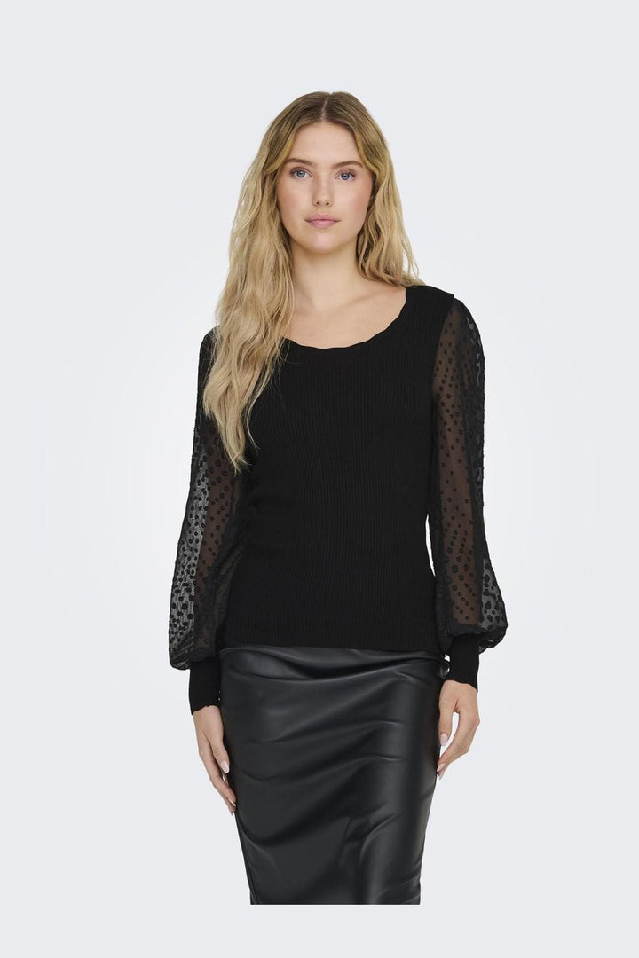 Only - Onljulie Life Ls Mix O-Neck Cc Knt - 4506142 Black