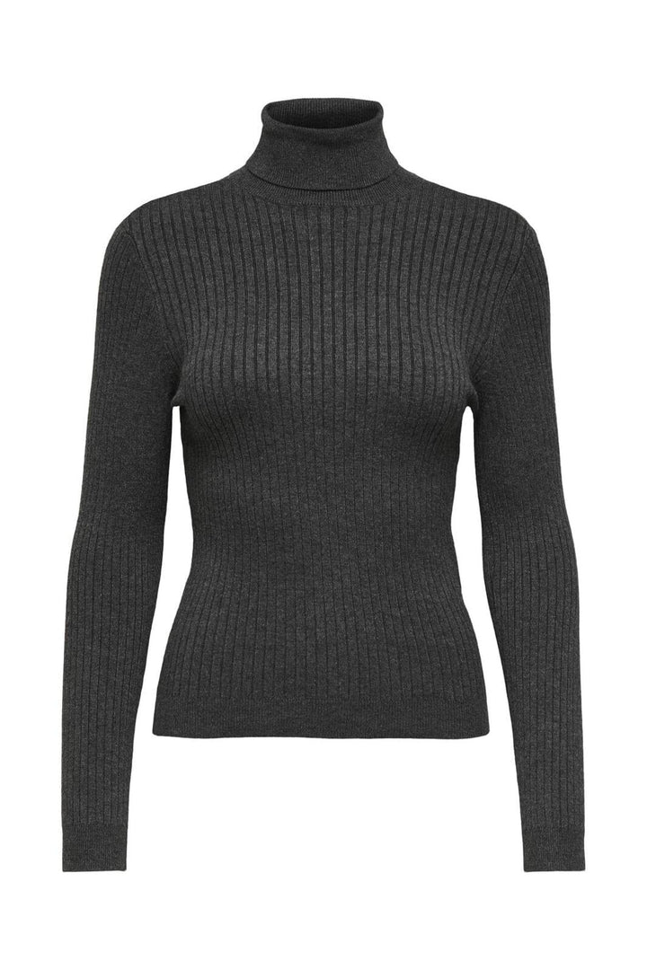 Only - Onlkarol L/S Rollneck Pullover Knt - 3452284 Dark Grey Melange