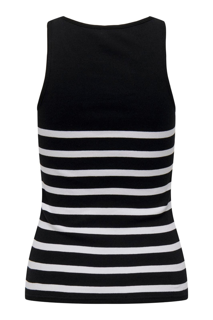 Only - Onlkenya Rib Stripe Tank Top - 4452883 Black Toppe 