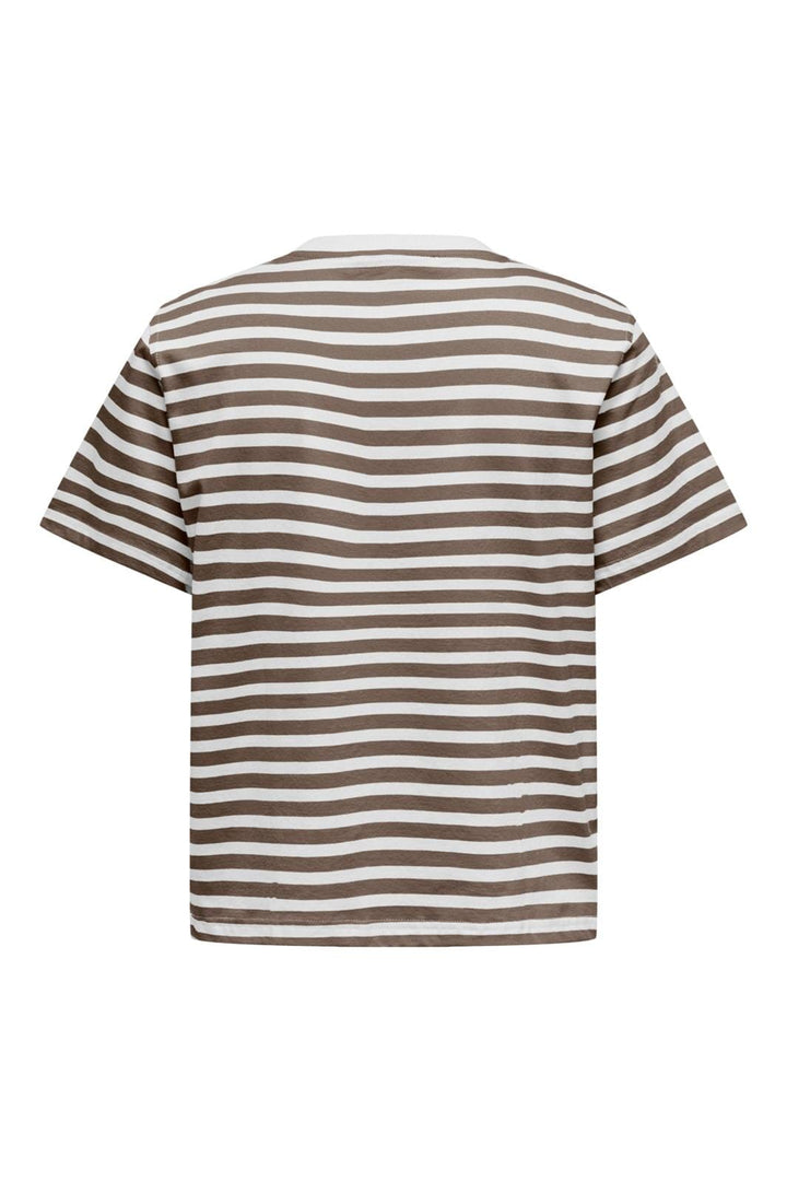 Only - Onllivina S/S Stripe Tee - 4487457 Walnut White Stripes