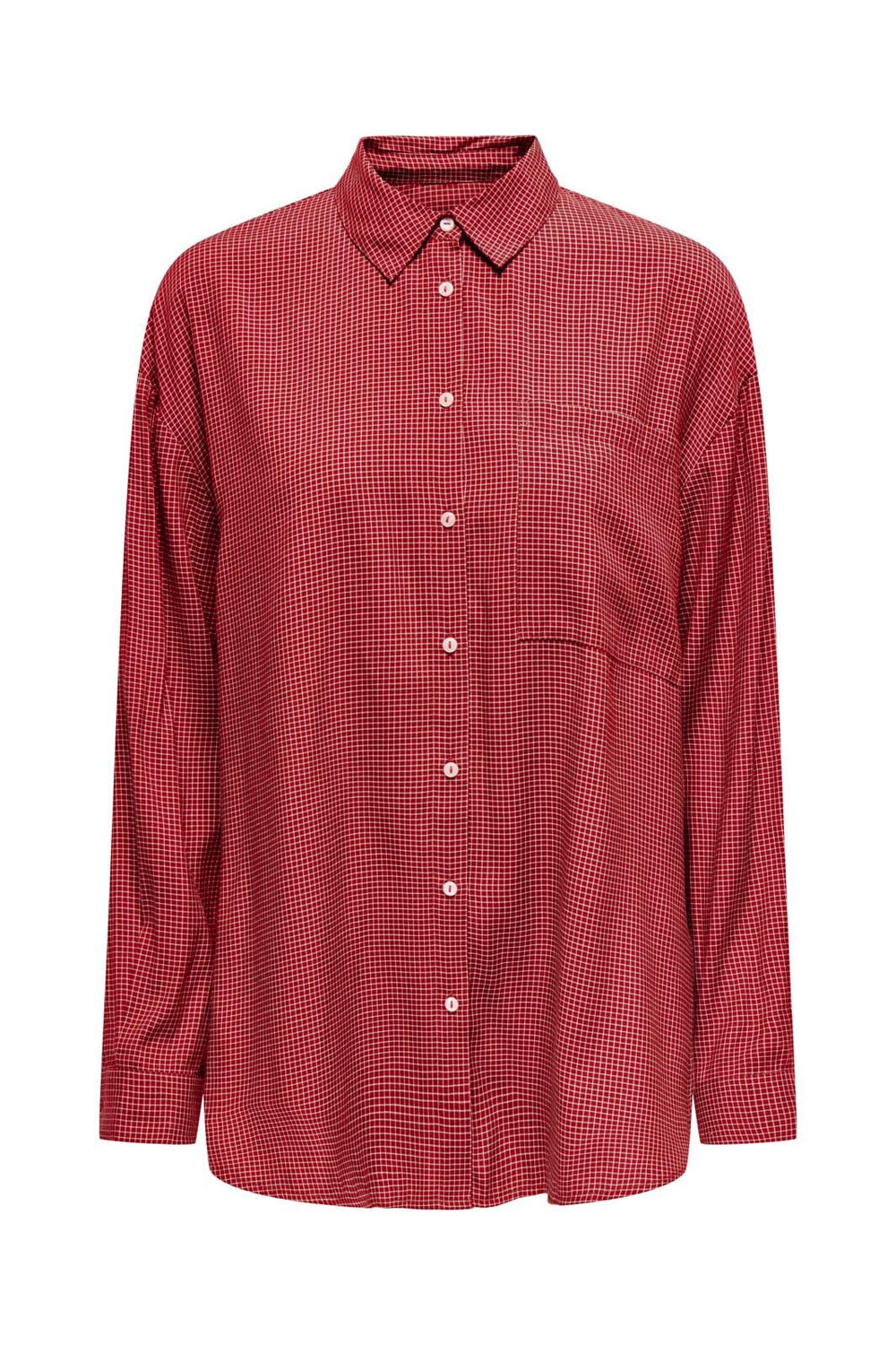 Only - Onlmaggie L/S Check Shirt - 4723921 Racing Red White