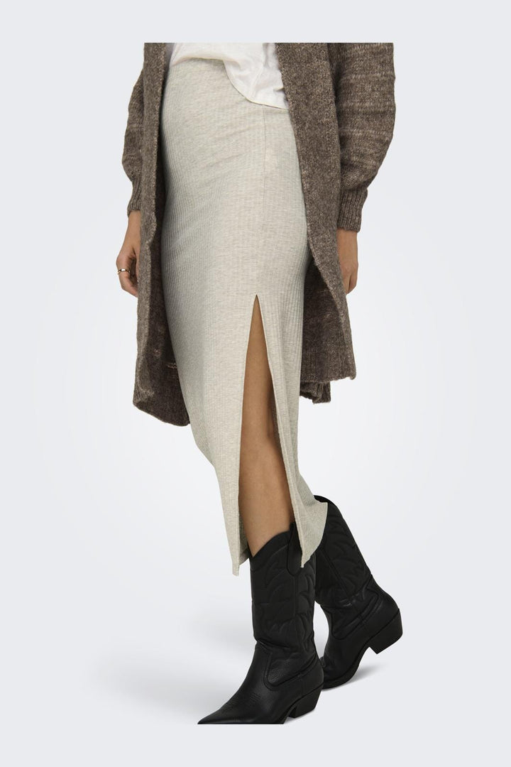 Only - Onlnella Long Side Slit Skirt Box - 4459369 Pumice Stone Melange