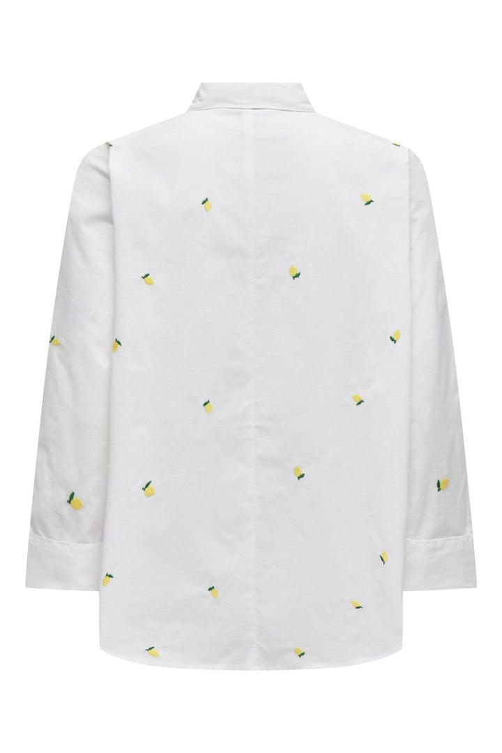 Only - Onlnew Lina Grace Ls Emb Shirt - 4405238 Bright White Lemon