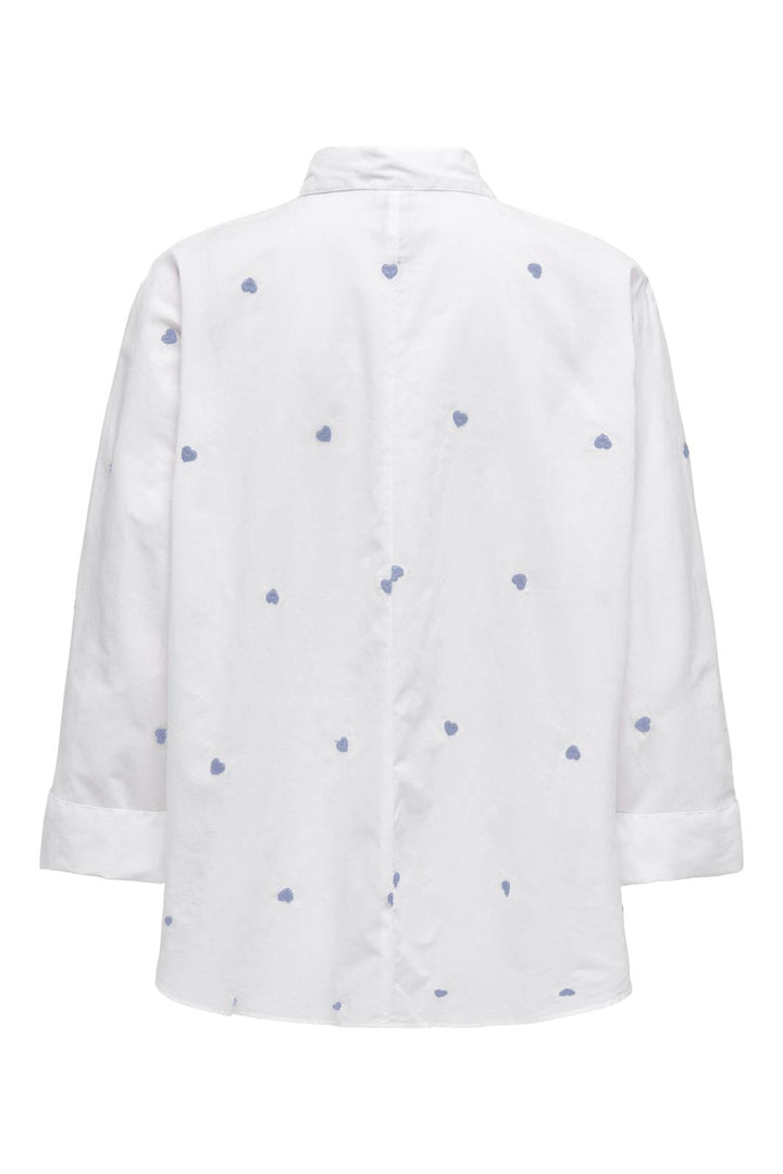 Only - Onlnew Lina Grace Ls Emb Shirt - 4749760 Bright White Brunnera Blue Heart