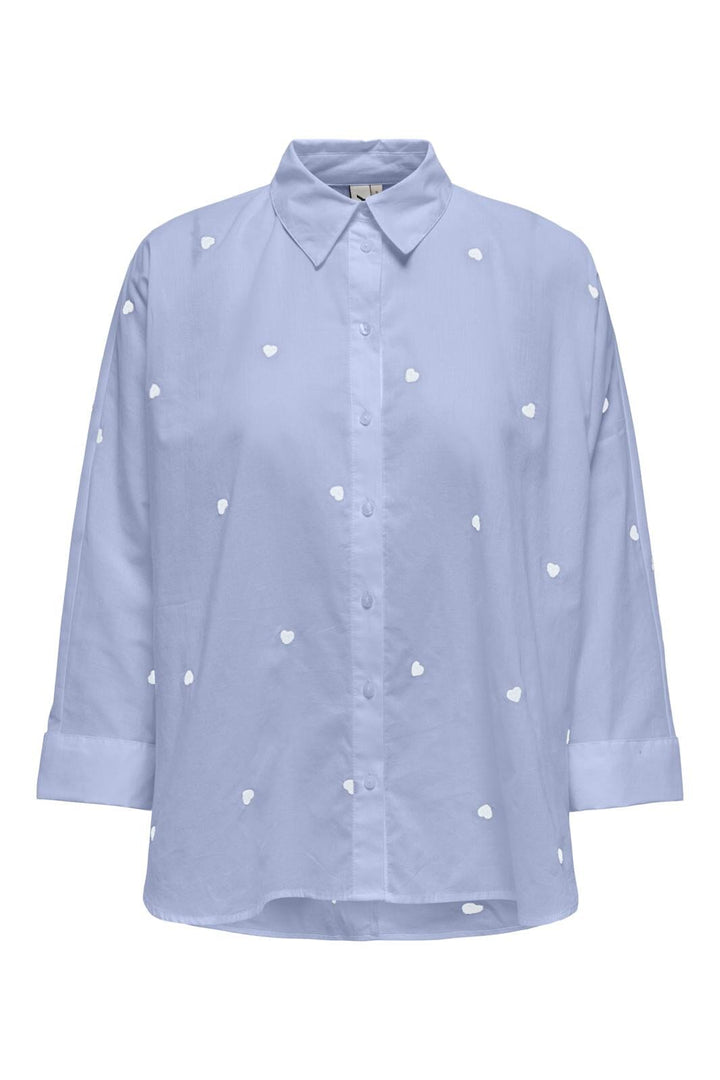 Only - Onlnew Lina Grace Ls Emb Shirt - 4749761 Brunnera Blue Bright White Heart