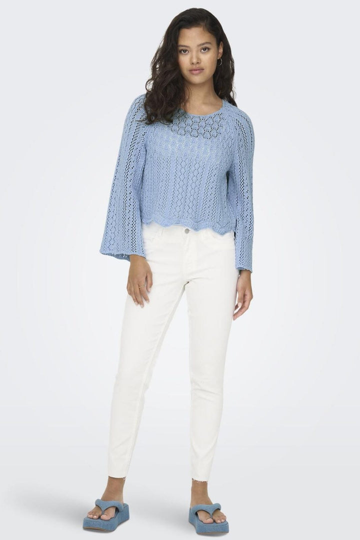 Only - Onlnola Life 3/4 Pullover Knt - 4067099 Light Blue