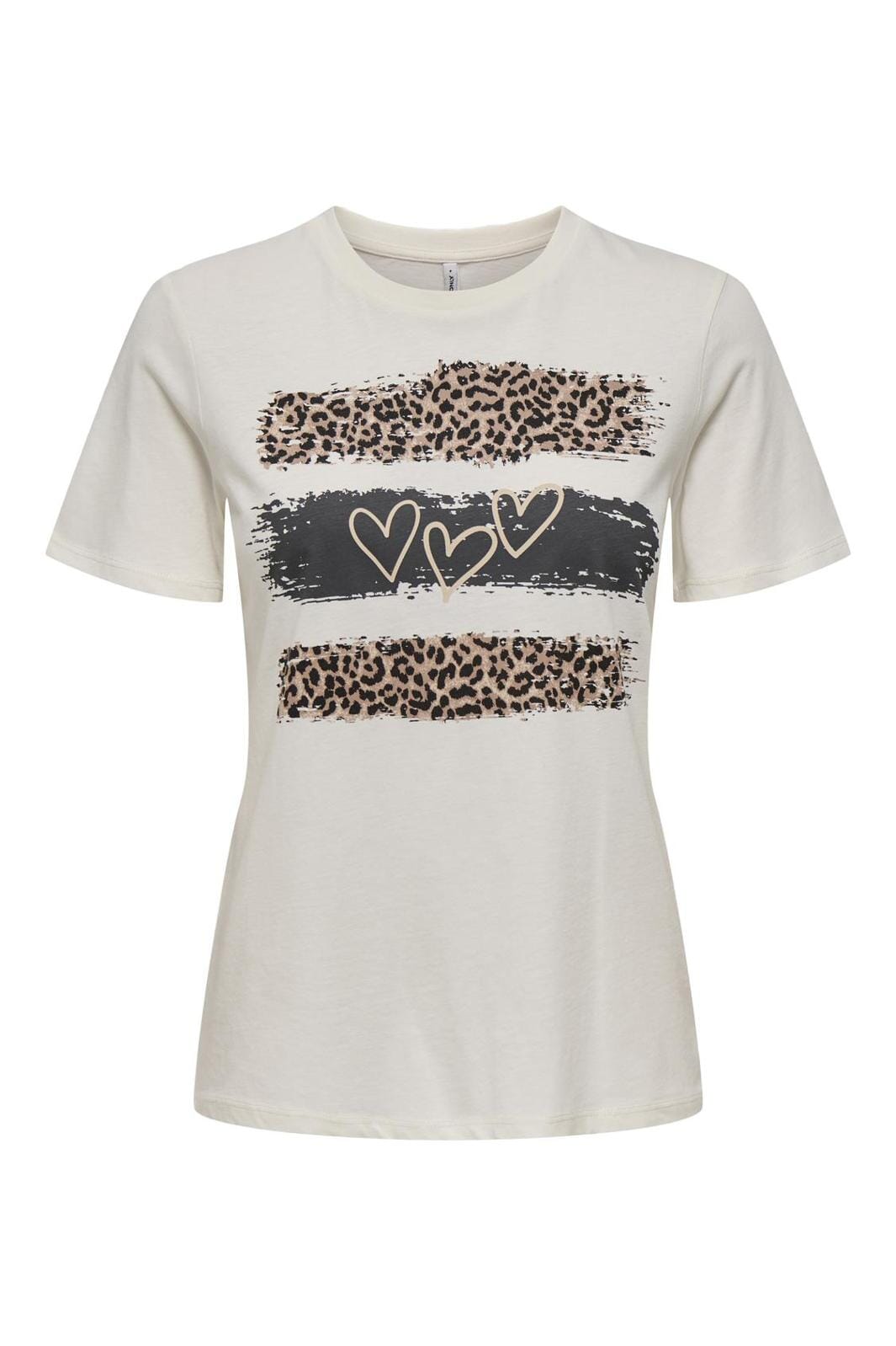 Only - Onlola S/S Reg Tee - 4734992 Cloud Dancer Leo Hearts