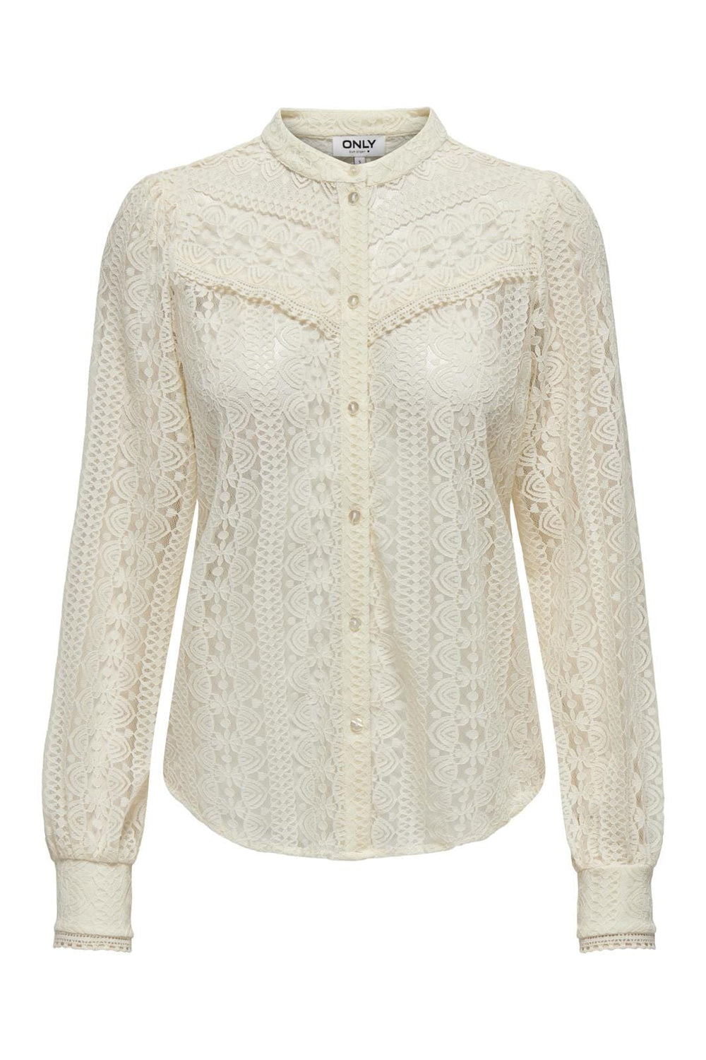 Only - Onlreba Lace L/S Shirt - 4149205 Egret