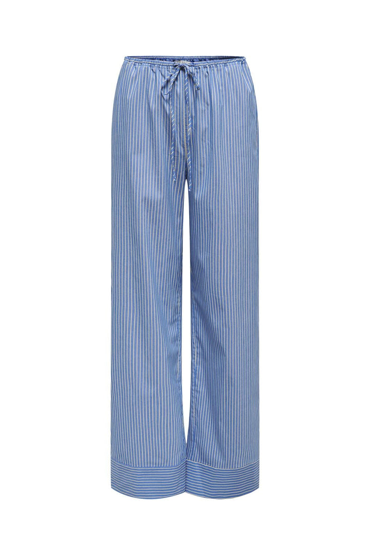 Only - Onlsalvi Wide Stripe Pant - 4465608 Blue Yonder Double Cream