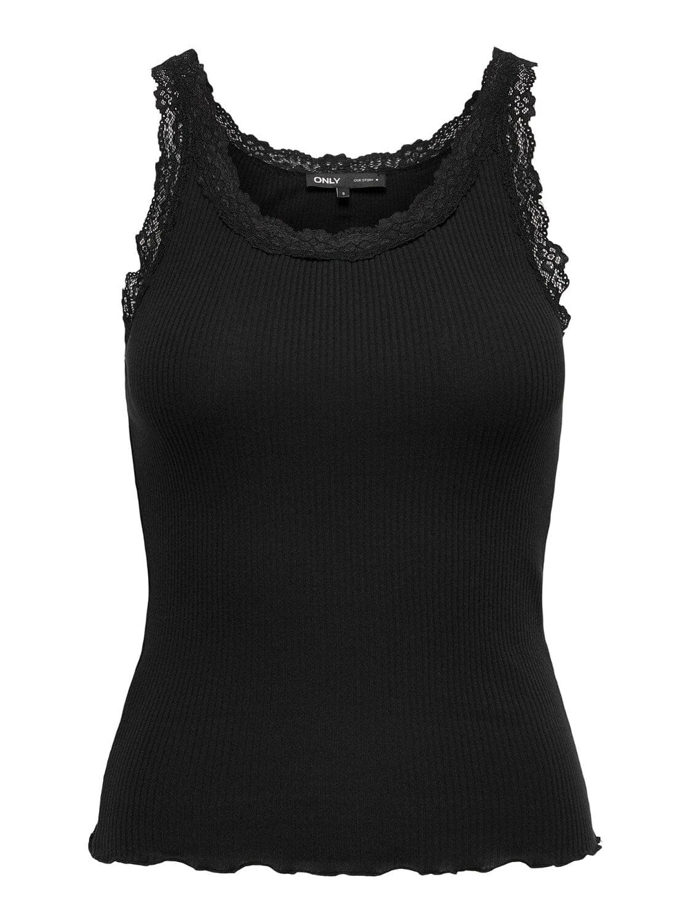 Only - Onlsharai Lace Tank Top - Black Toppe 