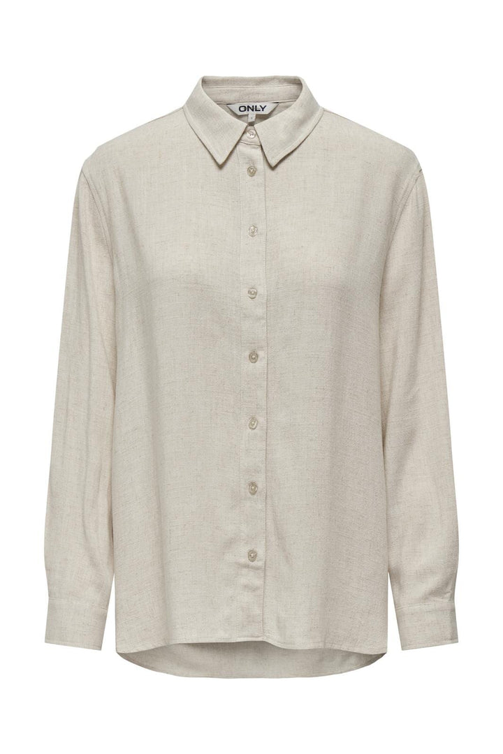 Only - Onlsiesta L/S Linen Bl Ovs Shirt - 4494982 Moonbeam