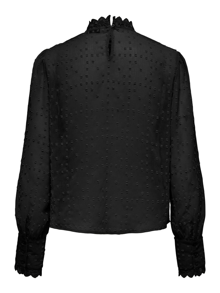 Only - Onlsila Life Dobby L/S Top - 4474829 Black Bluser 