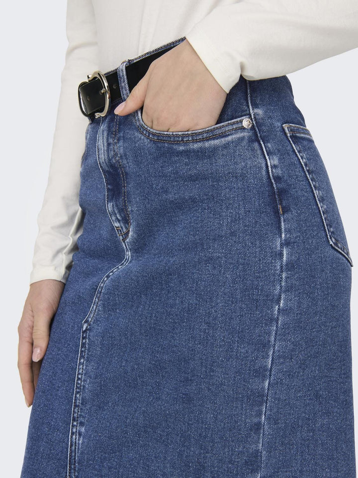 Only - Onlsiri Front Slit Skirt Gua - 4507660 Medium Blue Denim Nederdele 