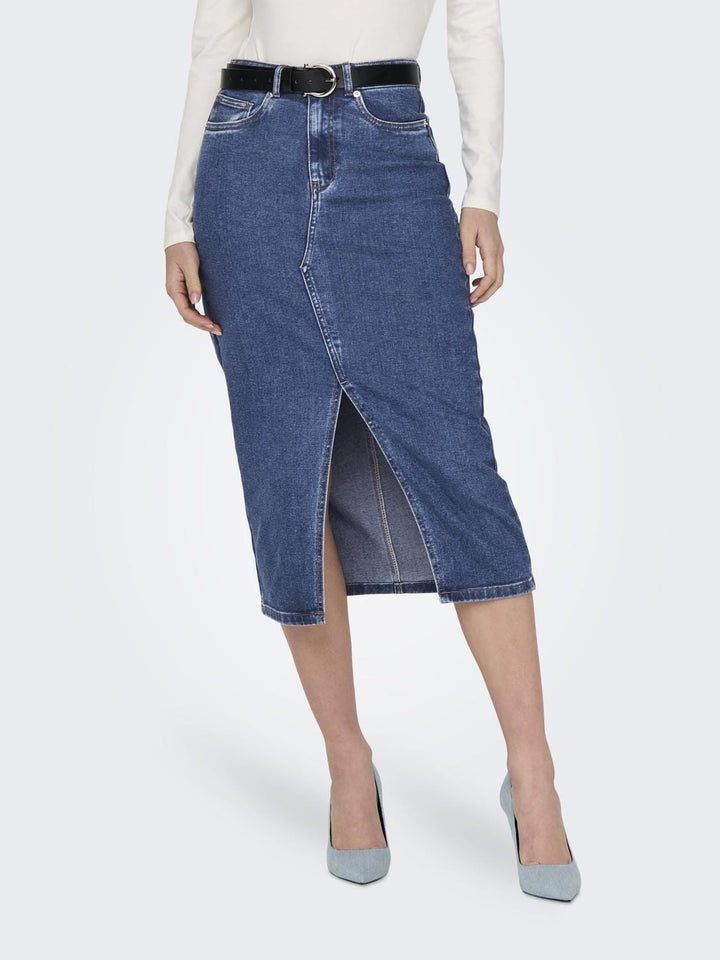 Only - Onlsiri Front Slit Skirt Gua - 4507660 Medium Blue Denim Nederdele 