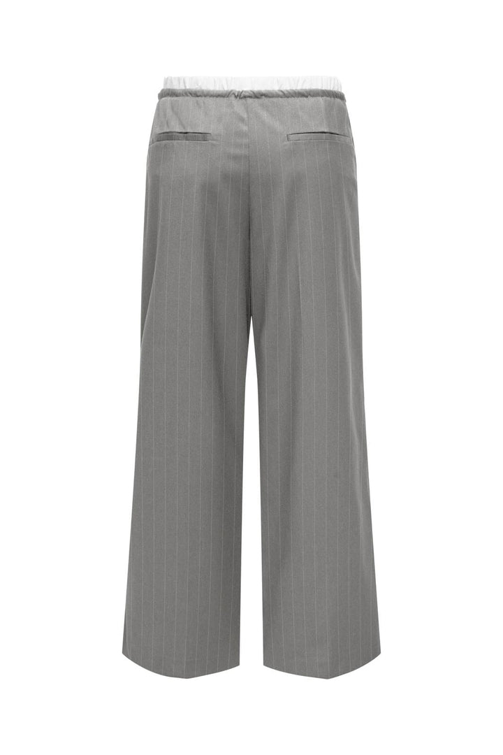 Only - Onltille Stripe Boxer Str Pant Tlr - 4653931 Light Grey Melange White Pinstripe