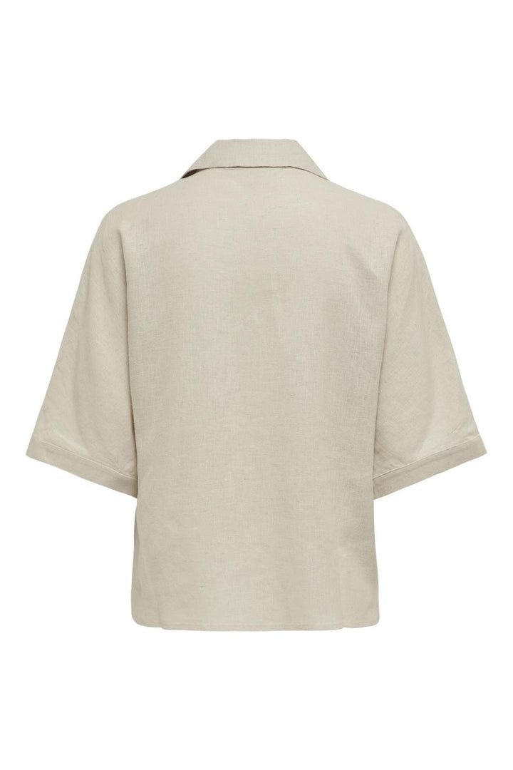 Only - Onltokyo Life Ss Linen Bl Shirt - 4414158 Moonbeam