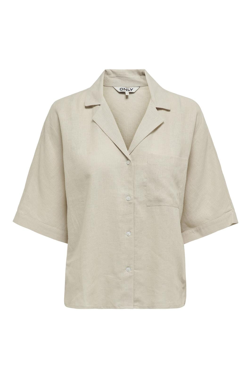 Only - Onltokyo Life Ss Linen Bl Shirt - 4414158 Moonbeam