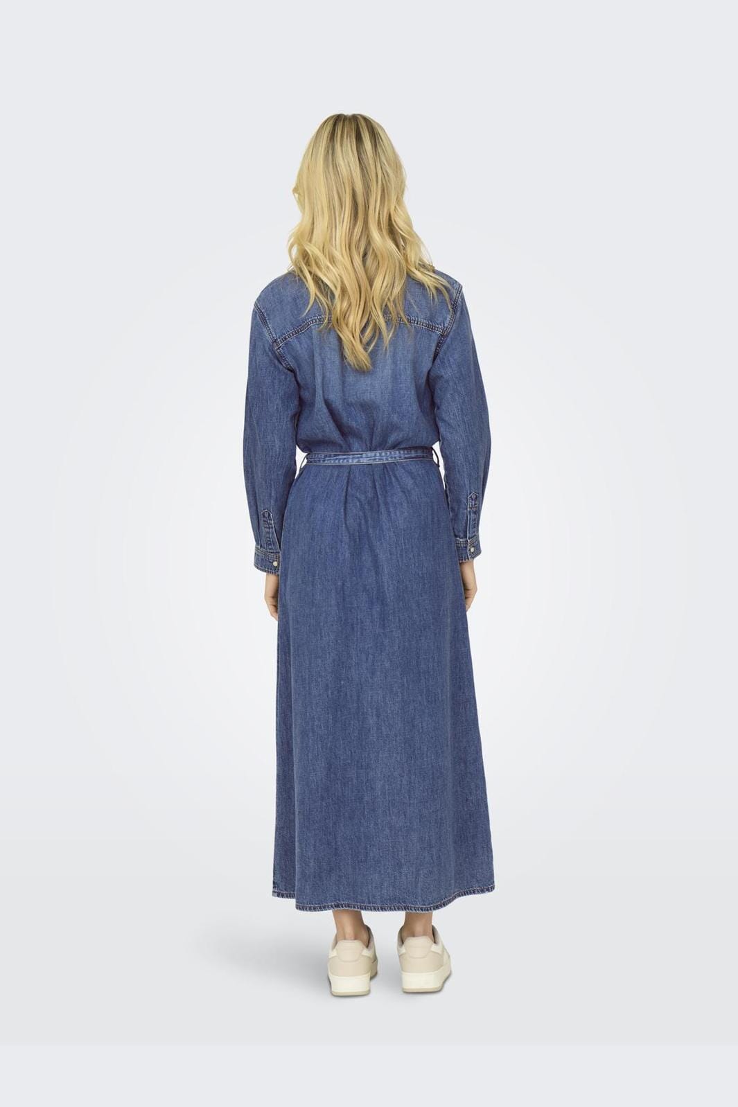 Only - Onltrudy L/S Belt Dress Akm - 4527142 Medium Blue Denim