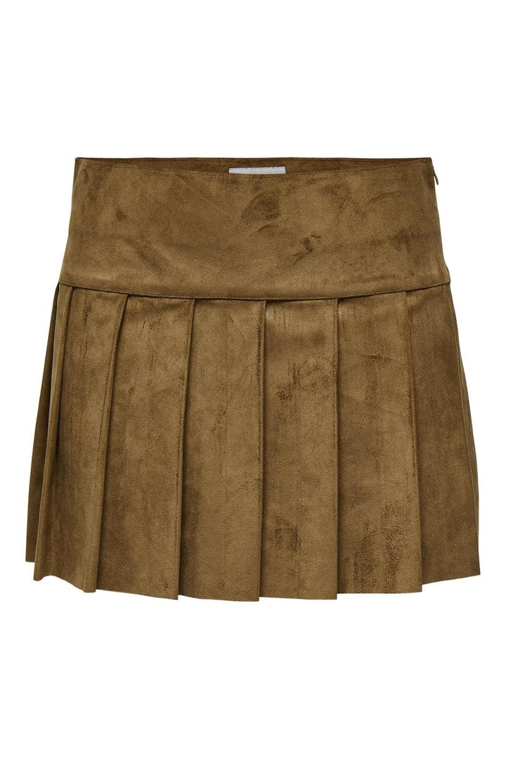 Only - Onltulip Faux Suede Pleat Skirt - 4847777 Cognac