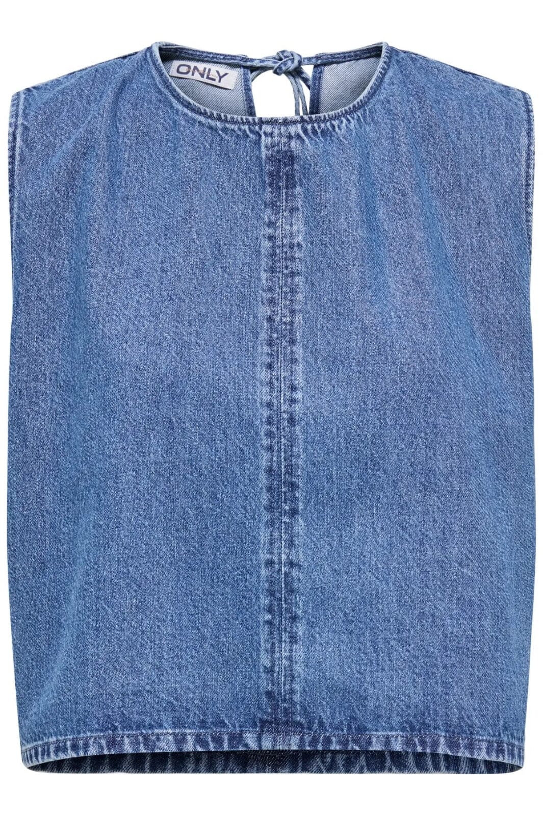 Only - Onlvigga S/L Mini Open Back Top - 4858064 Medium Blue Denim