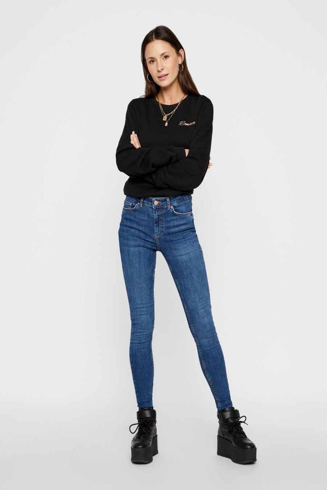 PIECES - Delly Skinny MW Jeans - Medium Blue Denim Jeans 