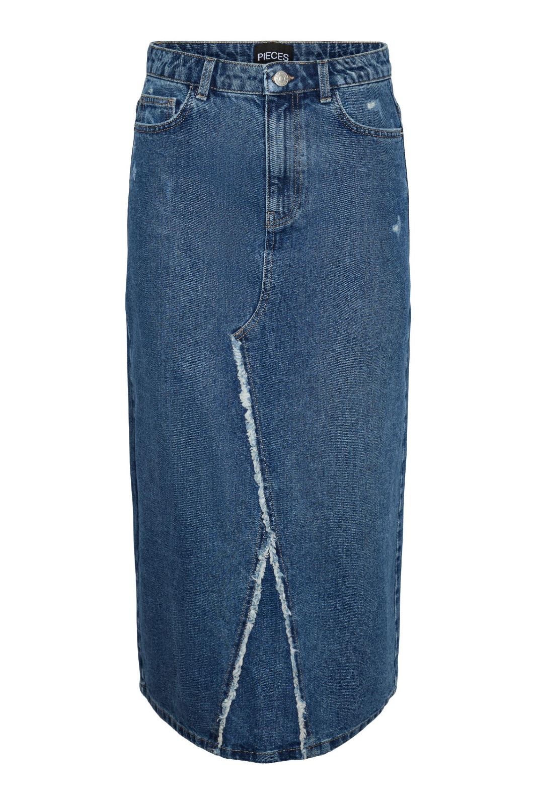 Pieces - Pcalfi Long Skirt - 4462093 Medium Blue Denim Nederdele 