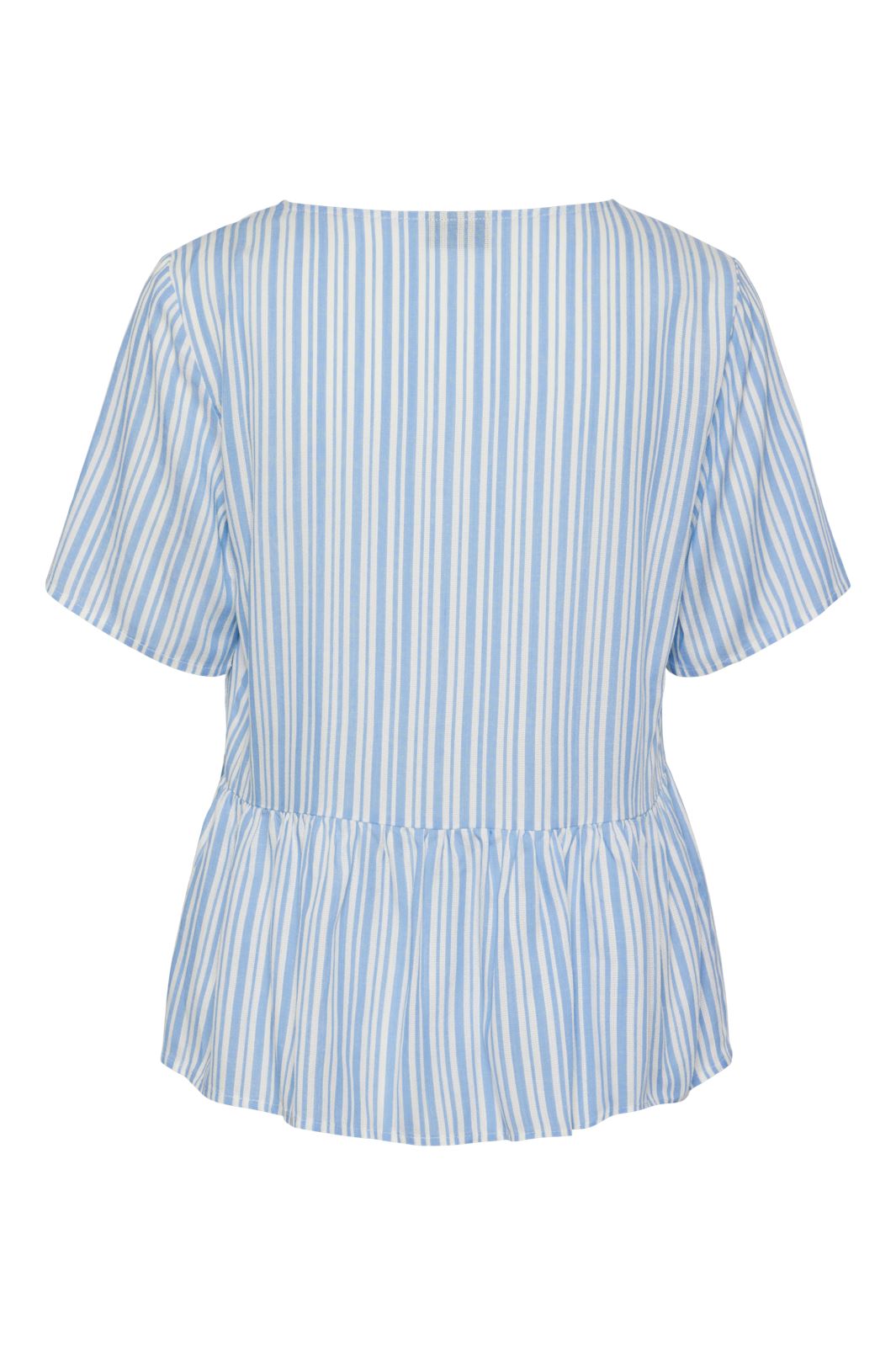 Pieces - Pcalvina Ss Button Down Top - 4472371 Blue Bell Cloud Dancer