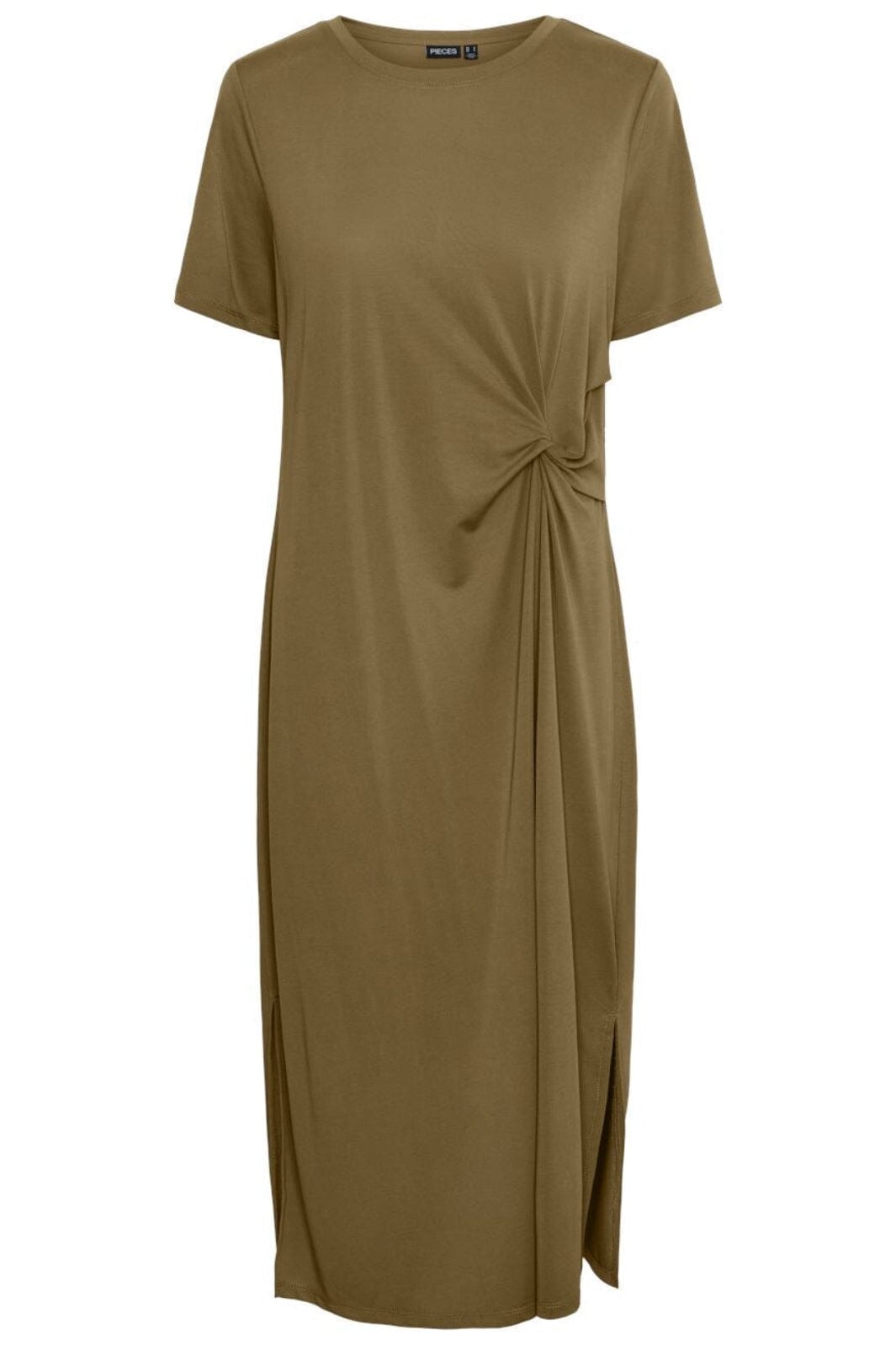 Pieces - Pcanora Ss O-Neck Midi Knot Dress - 4578544 Beech