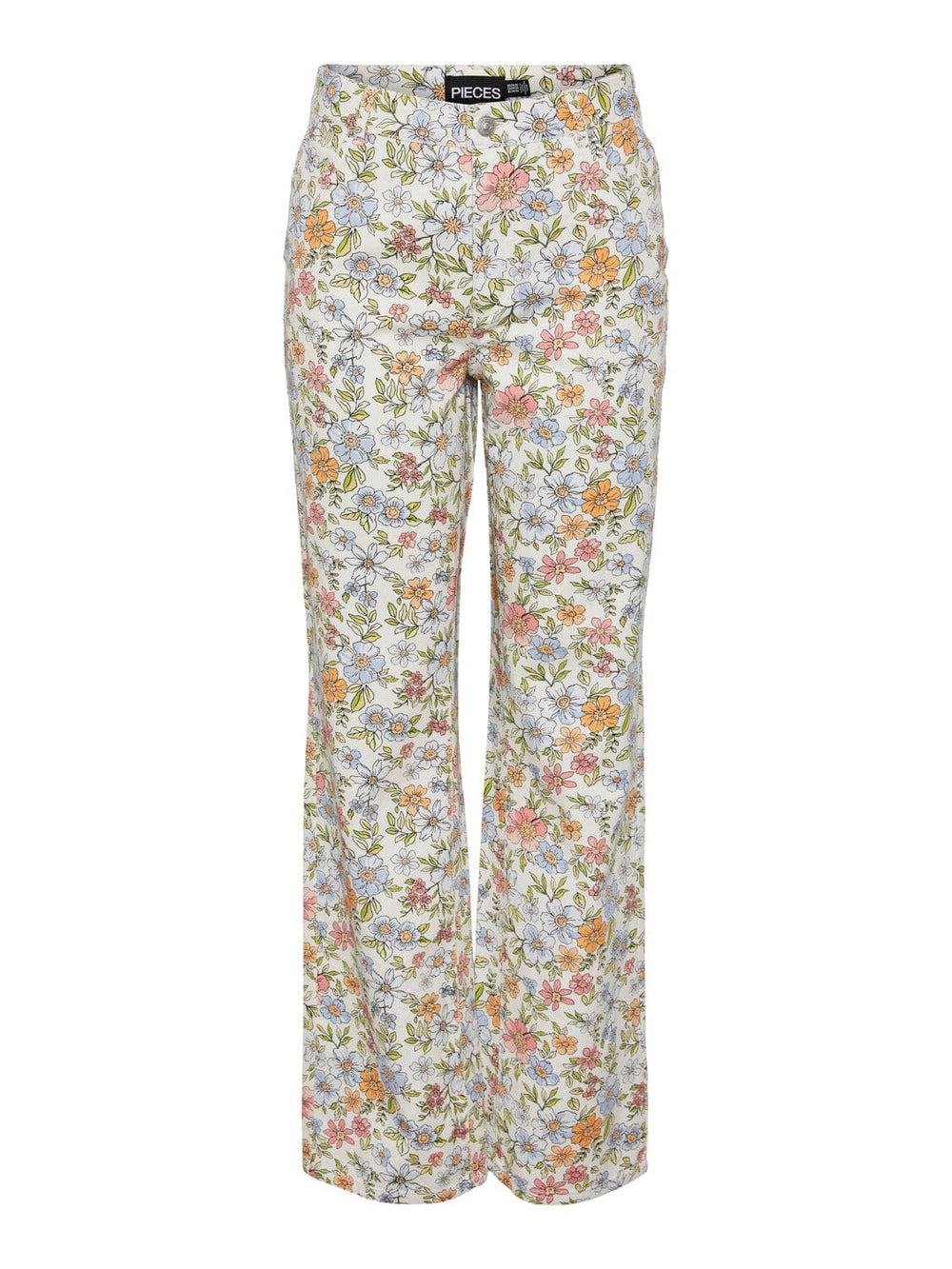 Pieces, Pcblume Hw Straight Jeans Aop, Birch Flower meadow