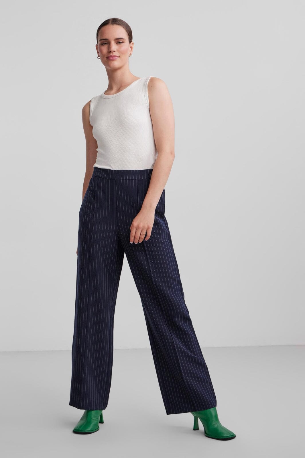 Pieces - Pcbossy Hw Wide Striped Pants Noos - Captain Pinstripe Bukser 