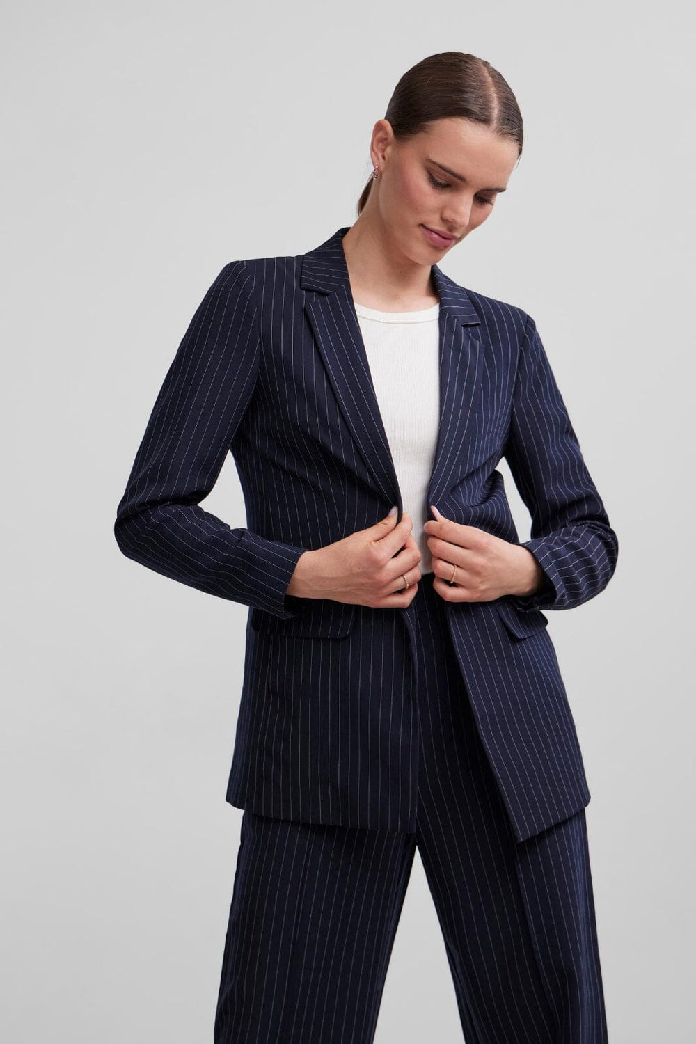 Pieces - Pcbossy Ls Loose Striped Blazer Noos - Sky Captin Pinstripe Blazere 